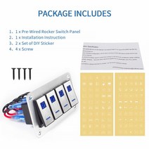 판넬스위치 램프 명판 해양 보트 로커 스위치 패널 2468 갱 led 로커 스위치 패널 키트 12v24v 회로 차단기 듀얼 usb 슬롯 라이트, 03 4 gang silver