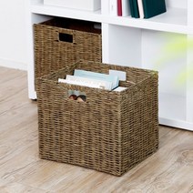 [홈앤하우스] 라탄 패턴 사각 바스켓(접이식), 색상:내추럴