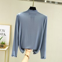 1+1 여성 물결 반목 폴라티 기본 이너 목폴라 긴팔 티셔츠 2P