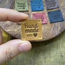 핸드메이드 가죽라벨 M2525-NO2 HANDMADE 천연소가죽 뜨개질 라벨, 블랙