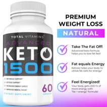 [Keto Advanced 1500] Keto BHB 케토 다이어트 알약 어드밴스드 1500 체중 감소 외인성 케톤즈 급속 케토시스 60캡슐