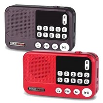 INKEL 충전식 휴대용 효도라디오+이어폰 USB/메모리카드 MP3 스피커 라디오, 레드