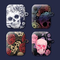 와우박스 주문제작 해골(Skull) 패턴 디자인 에어팟 버즈 무선 이어폰 케이스, 무광 하드케이스, 버즈(밑판 검정색)