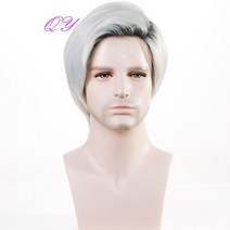 남자 가발 앞머리 부분 통가발 정수리 남성 투블럭 중년 모자 인모 짧은머리 군인 다운펌 합성 짧은 리넨 믹스 브라운 스트레이트 자연 현실적인 통기성 여러 헤어 스타일 매일 착용, 7436