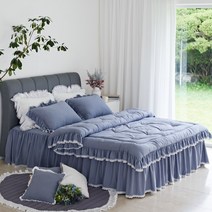 류금숙 프렌치 로망 실키케어 항균 프릴 차렵이불 베개커버 롱침대커버 세트(SS/Q/K/SK)