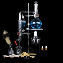 실험실 증류기 추출 정제 에센셜 오일 세트 화학 실험, 500ml 표준 증류 장치 플라스틱 보관함
