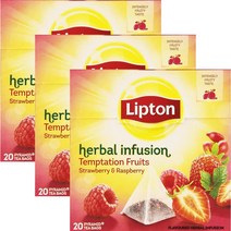 Lipton Pirmide Infusin Temptation 립톤 라즈베리와 딸기의 일퓨전 과일차 허브티 20티백 3팩