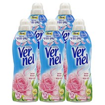 버넬 와일드로즈 용기 900mlx5개 고농축 퍼실 섬유린스 미세플라스틱없는 섬유유연제, 로즈향, 5개