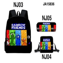 3D 레인보우 프렌즈 Rainbow friends Backpack 3pcs/set Primary Middle Schoolbag Students Boys Girls Crossbody, [09] 아이보리