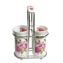 RMI734636민세라믹 철기아트 쥴리안 장미 수저통 꽂이 (중) 2개 젓가락, 단일옵션