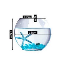 크리 에이 티브 평면 유리 어항 데스크탑 타원형 투명 유리 금붕어 탱크 미니 수족관 장식 어항 액세서리 za210, 20호