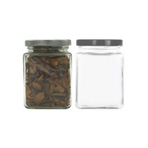 [유리병] 사각꽃차410 1개 410ml, 우드무늬마개