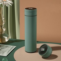 온도 표시 스마트 텀블러 316 스테인리스 스틸, 짙은 녹색, 480ml