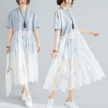 S85156 썸머 레이스스커트 반팔 롱 원피스 코디 시 서 빅사이즈 시원한여름 박스 엄마