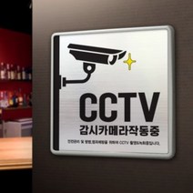아크릴마트 맞춤 표찰 CCTV표지판 관계자외출입금지 금연구역 안내판, CCTV, 메탈, B 16cm x 16cm - 라이트골드
