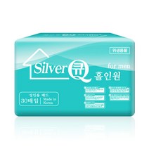 [살구나무몰] 실버큐 성인용기저귀 남성전용 홀인원 패드 30매 국내제작 통기성 무형광 요실금 노인 환자 소변패드