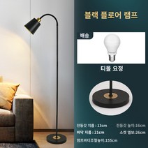 심플 모던 플로어 램프 북유럽 미니멀리스트 라이트 럭셔리 거실 침실 독서 수직 테이블, 블랙 플로어 램프 + 티몰 지니