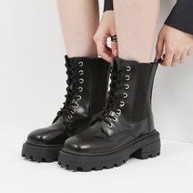 프리티슈 레이스업 스퀘어 어글리 캐주얼 통굽 첼시워커 앵클부츠 5.5cm