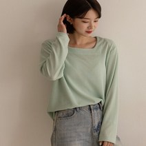 엘리시아 보아 스퀘어 긴팔 티셔츠 빅사이즈 여성의류