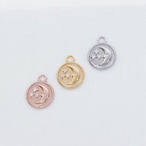 달조각 원형 펜던트 데일리목걸이 팔찌재료, OR(실버)