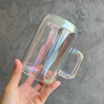 스타벅스 여름 투명 유리컵 순수 샌즈 사무실 내열수컵 남녀 커피잔, 700ml컬러글라스