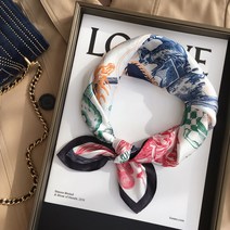 목손수건 미니 목 짧은 스카프 항저우 실크 여 가을 스타 동종 클래식 체크 쁘띠 넥타이 누에 사각