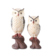골드디자인 풍수 나무 부엉이 장식품 인테리어소품, O-W10 (중) 2P SET 화이트