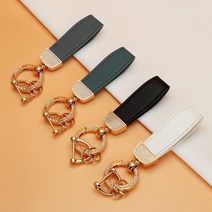 유투카 포터 2 스타렉스 아반떼MD YF쏘나타 i30 그랜저TG 엑센트 차 키케이스 스마트 키홀더 TPU 차 키커버 키링, (추가구매)_가죽스트랩, 골드라인_아이보리