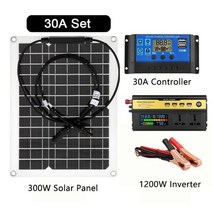 태양광 패널 파워 뱅크 시스템 12v 220v 1200w 인버터 키트 300w 전지