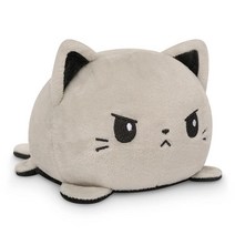 TeeTurtle - 오리지널 양면 강아지 봉제 인형 레드 + 옐로우 퍼피콘 기분을 보여주는 귀여운 감각 피젯 동물, Happy Black + Angry Gray