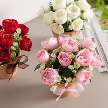 기타 바보사랑[플라워트리]오스틴장미화분set 15cmAP 조화 화병 인테리어 FMFUFT, 화이트