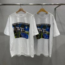 남자 오버핏 디지털 프린팅 코튼 라운드 반팔티 2컬러