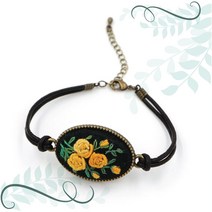 토이앤스티치/2줄/가죽/팔찌/진밤색/자수용/퀼트/프랑스자수/십자수/반제품/당일발송, CF128-2줄가죽팔찌-진밤색