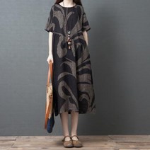 [실버캣] 여성 빅사이즈 패턴 플레어 롱원피스