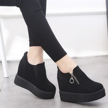 키높이 속가보시 10cm 여성 로우탑 단화 옆지퍼 웨지 통굽 송편백-621730