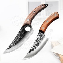 정육칼 Cleaver 요리사 슬라이서 나이프 나무 손잡이 고기 과일 야채 생선 정육점 칼 유틸리티 단조 주방 악세사리, [13] 2pcs-set