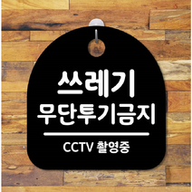 쓰레기 무단 투기 금지 안내 경고문 녹화중 표지판 거치 녹화중 CCTV 푯말 투척 환경, 블랙