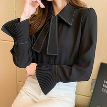 왕리본 블라우스 여성 리본 셔츠 34