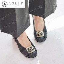 애슬릿 여성 라운드 비죠 스트랩 웨지 힐 플랫 슈즈