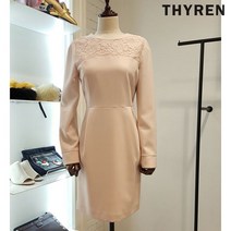 티렌 슬림 레이스 배색 원피스 L181PSE005