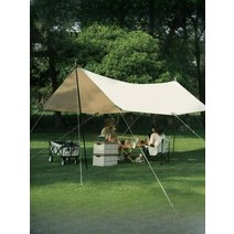 실타프 대형 경량 헥사 백패킹 캠핑 렉타 오토캠핑 미니멀 타프 차박 그늘막, 아이보리