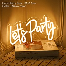Led 네온 사인 생일 축하 투명하고 유연한 아크릴 야간 조명 오 베이비 웨딩 파티 룸 장식, 04 lets party2_03 UK