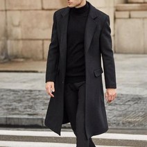남자롱코트 남자겨울코디 겨울남성 가을 울 솔리드 긴 소매 모직 재킷 양털 오버 streetwear 패션 긴 트렌치 겉옷