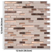 롱브릭타일 접착식파벽돌 파벽돌 12x12 인치 셀프 접착 비닐 벽지 쉘 및 스틱 3D 메트로 효과 타일 주방-, 24 T80051