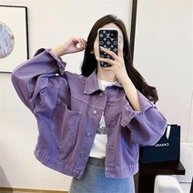 꽃소담 여성 퍼플 숏 청자켓 데님 재킷 QQA1533