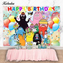 Kabodou Barbapapa 가족 사진 배경 생일 축하 베이비 샤워 장식 배너, 03 03_02 Vinyl-150x100cm