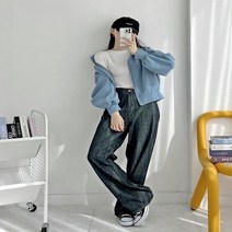[옷자락] 여자 벌룬긴팔 후드집업 부클 크롭 하이넥 점퍼
