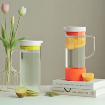 하우스 유리 물병 저그 보틀 투명 냉장고 업소용 1.4L, 오렌지