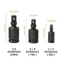 만능소켓 360도 유니버설 조인트 전기 렌치 조인트 회전 도구 용 공압 스티어링 소켓, 3pc, 협력사