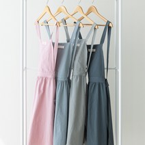 할메이드 원피스형 주방 린넨 네일샵 까페 어린이집 프릴 앞치마, 카키